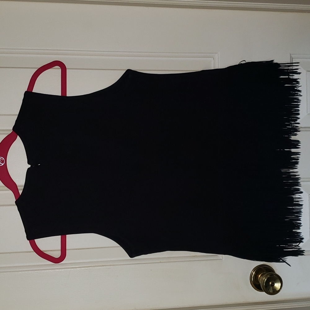 J. Crew Black Sleeveless Tiered Frindge Top Tank - Picture 4 of 16